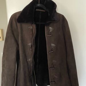 Pologeorgis Fur Shearling Jacket Coat NWT L Brown Pit to pit 21”